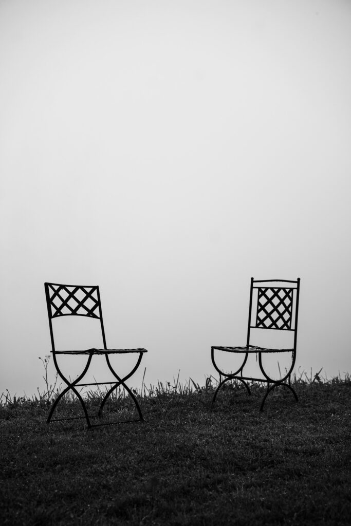 Two black and white chairs